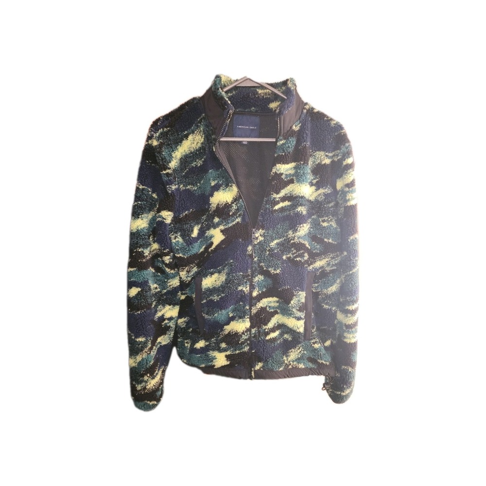 Fleece American Eagle Jacket Mens Small Colorful Camouflage Full Zip